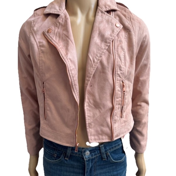 Women Moto Jacket Light Pink Size Small S - Picture 4 of 6